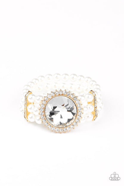 Speechless Sparkle,  Black, Gold-Paparazzi-Jewelry Bracelets.