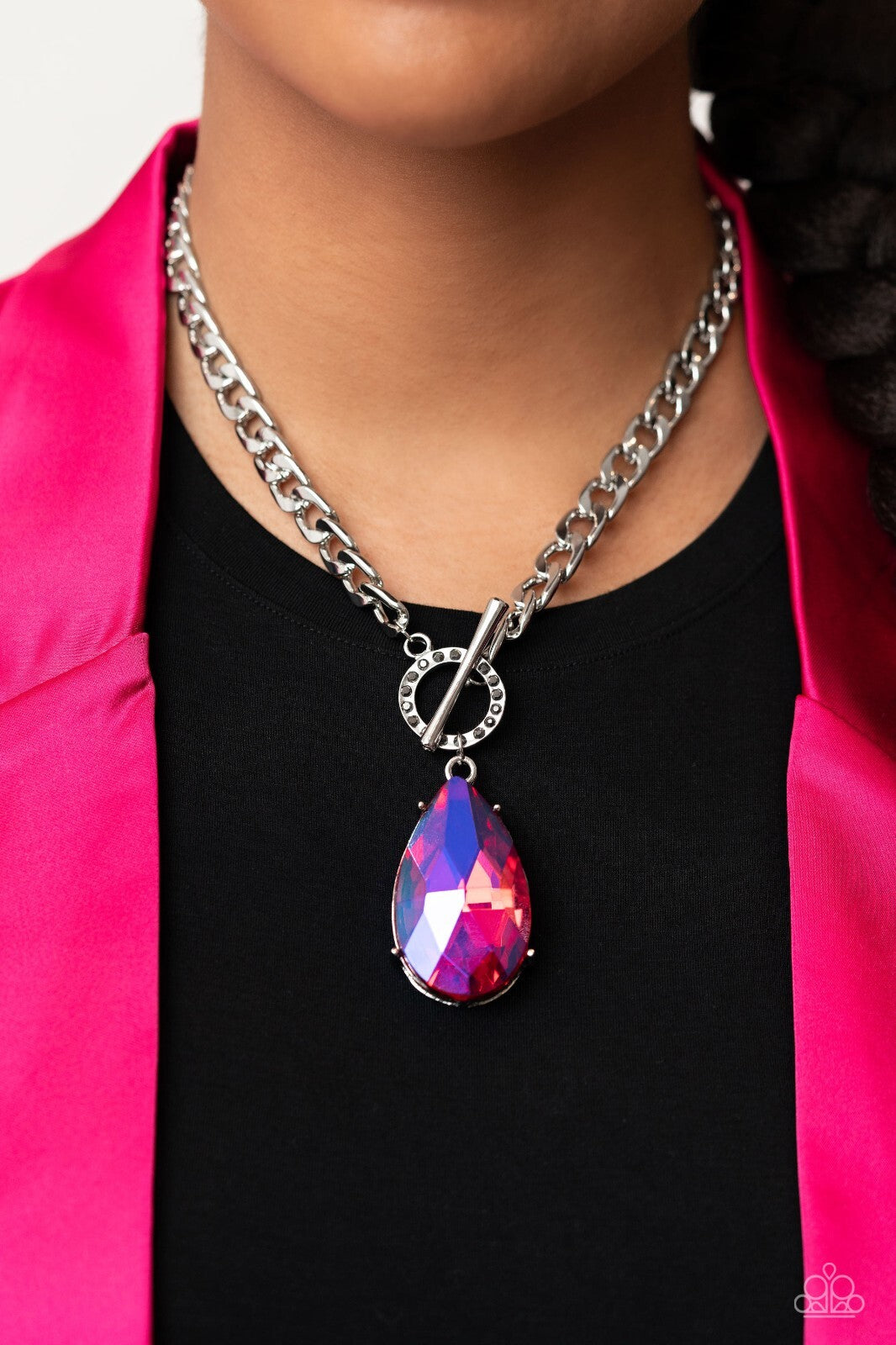 Edgy Exaggeration Pink  Paparazzi-Jewelry-Necklaces.