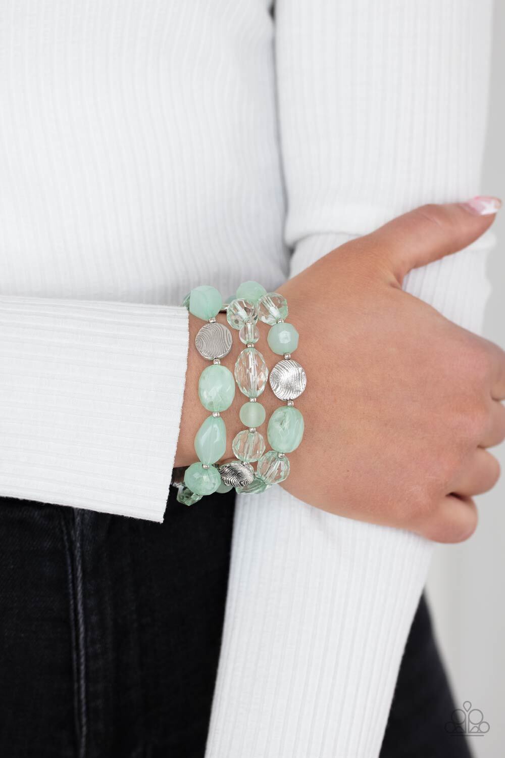 Paparazzi Accessories - Oceanside Bliss -Green, Pink, Orange Bracelets
