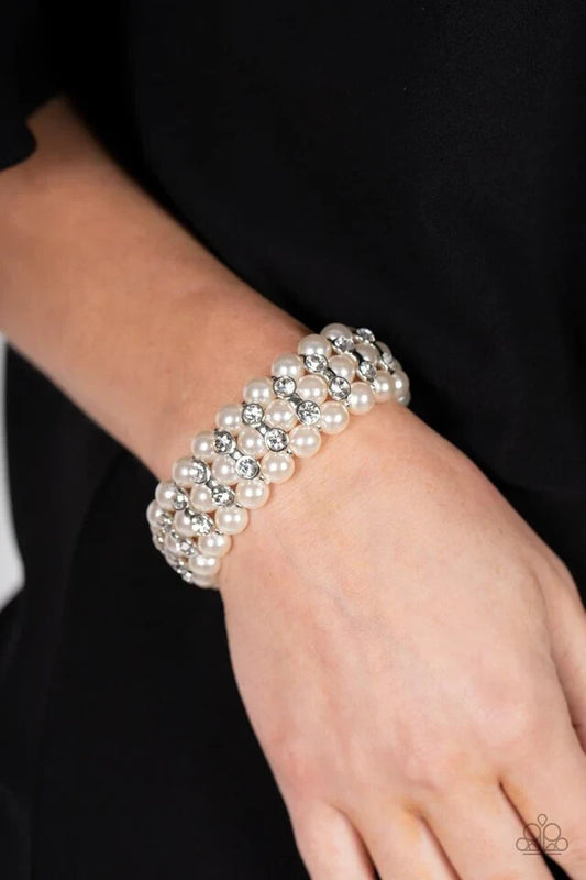 Paparazzi-Jewelry, A Pearly Affair White-Bracelets