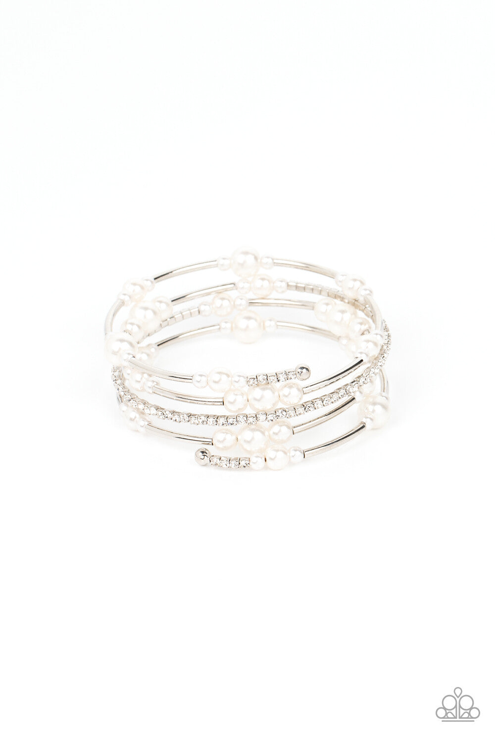 Paparazzi-Jewelry, Marina Masterpiece - White, Silver-Bracelets