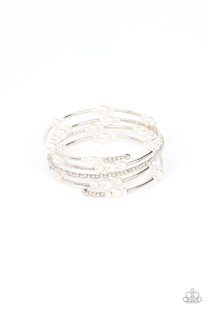 Paparazzi-Jewelry, Marina Masterpiece - White, Silver-Bracelets