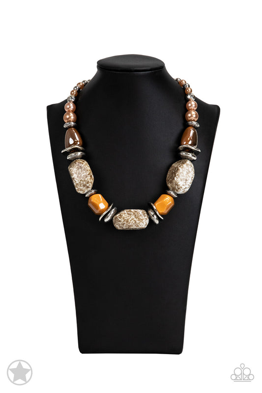 In Good Glazes Jewelry orange, Blue, Black Paparazzi-Jewelry Necklaces.
