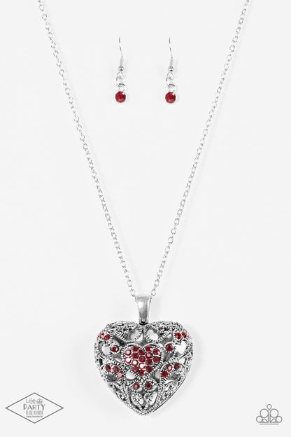 Heartless Heiress, Red-Paparazzi-Jewelry Necklaces
