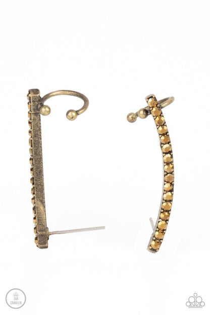 Paparazzi-Jewelry, Sleekly Shimmering - Gold, White, Brass Post Earring