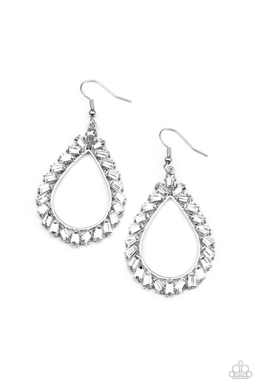 Paparazzi-Jewelry, Stay Sharp Blue, White Gold, - Earrings