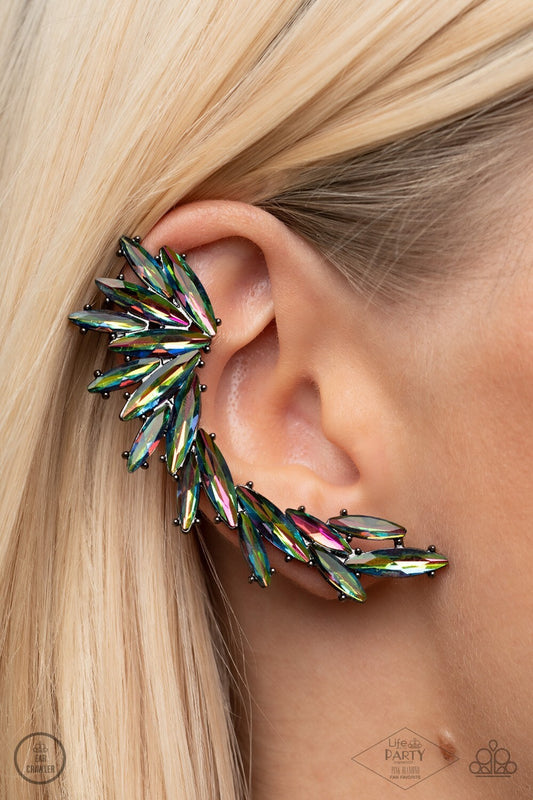Paparazzi Jewelry, Because Ice Said So - Multi-color, Oil-Spill, Post-Earrings.