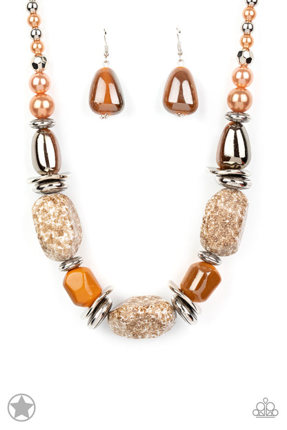 In Good Glazes Jewelry orange, Blue, Black Paparazzi-Jewelry Necklaces.