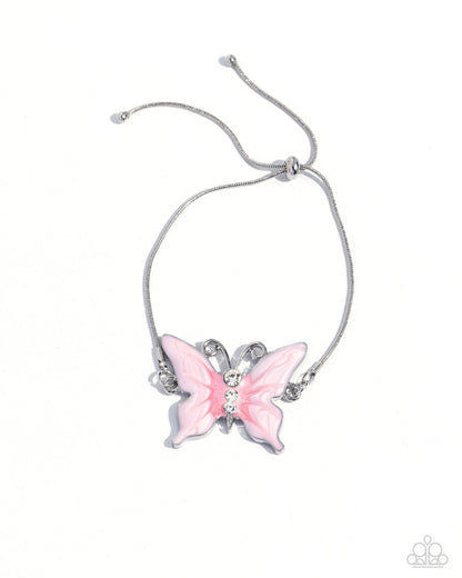 Paparazzi-Jewelry, Aerial Adornment - Pink Butterfly Bracelet