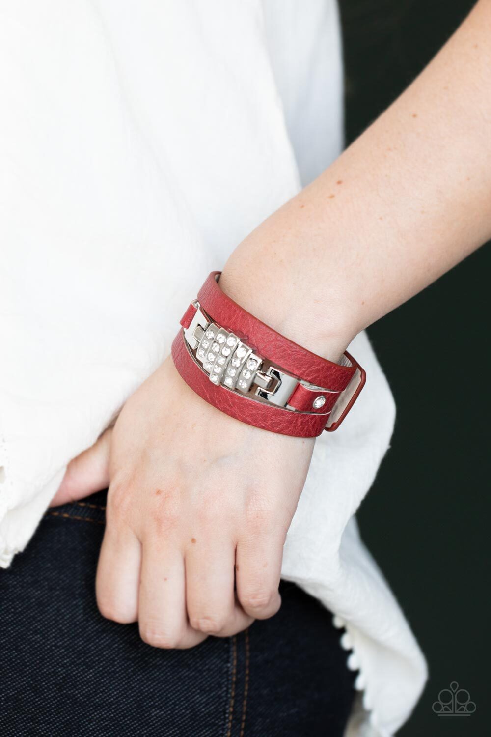 Leather Urban, White, Blue, Red Paparazzi-Jewelry, Bracelets.