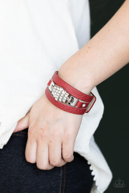 Leather Urban, White, Blue, Red Paparazzi-Jewelry, Bracelets.