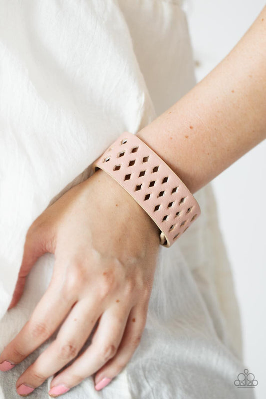 Glamp Champ, Pink, Blue Leather-Urban-Paparazzi-Jewelry Bracelets.