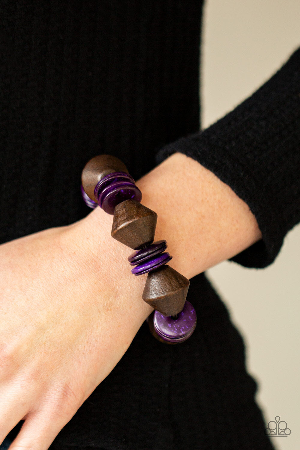 Bermuda Boardwalk Multi, Blue, Purple Wood-Paparazzi-Jewelry Bracelets.