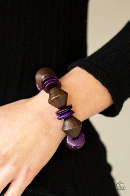 Bermuda Boardwalk Multi, Blue, Purple Wood-Paparazzi-Jewelry Bracelets.