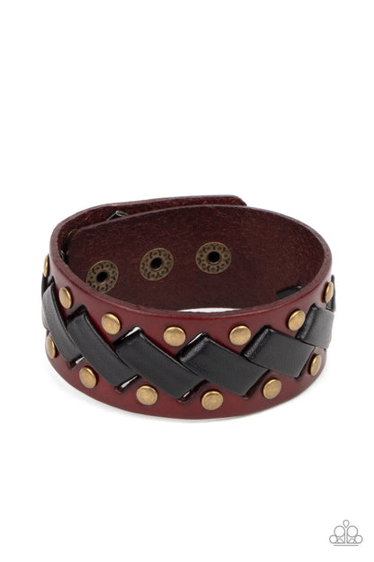 Leather-Urban, Brown, Black, Brass Paparazzi-Jewelry - Bracelets.