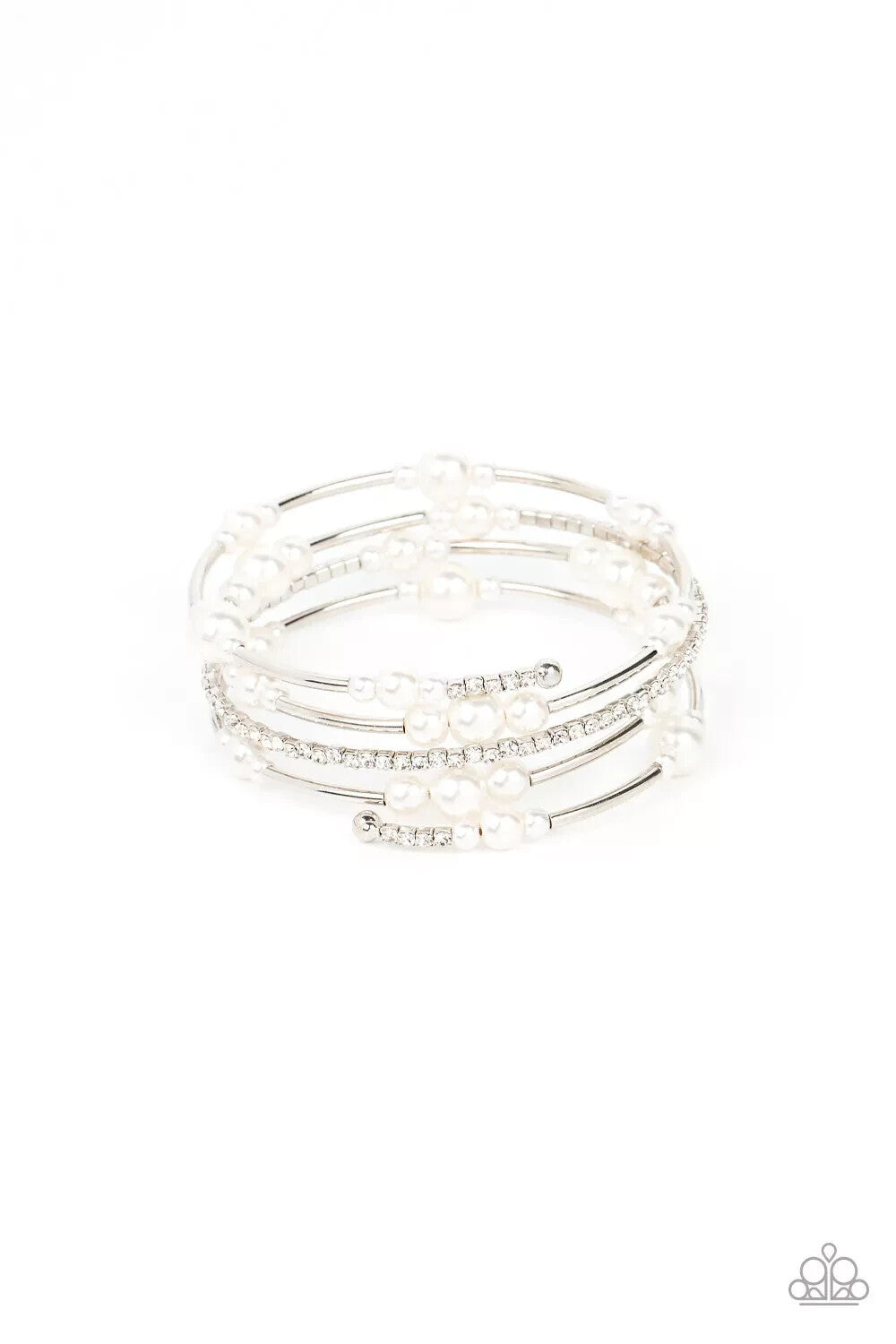 Paparazzi-Jewelry, Marina Masterpiece - White, Silver-Bracelets
