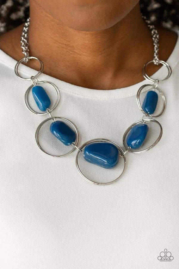 Travel Log, Blue-Paparazzi-Jewelry Necklaces.