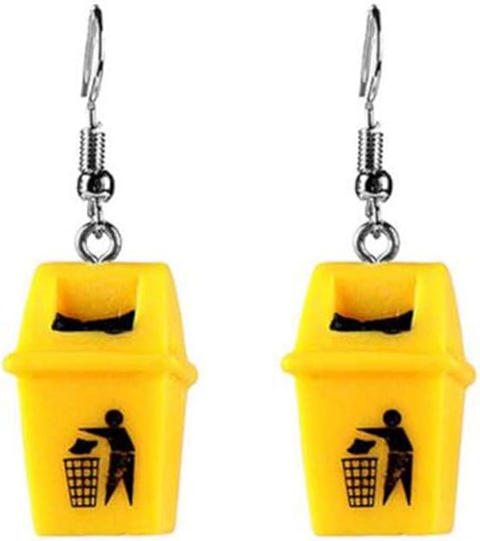 Creative personality dustbin earrings plastic student earrings