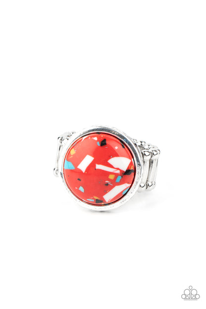 Marble Mosaic Jewelry - Red  Ring.
