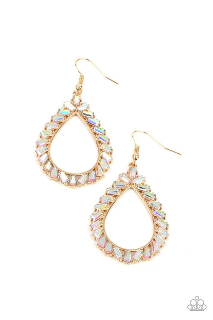 Stay Sharp Jewelry, Gold, Blue, White Earrings.