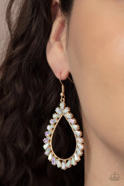 Stay Sharp Jewelry, Gold, Blue, White Earrings.