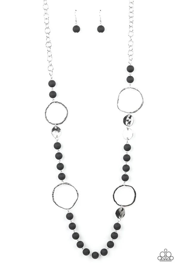Sea Glass Wanderer- Orange , Black- Necklace