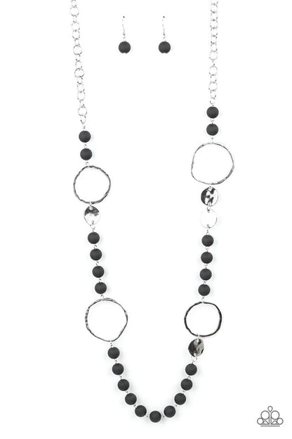 Sea Glass Wanderer- Orange , Black- Necklace