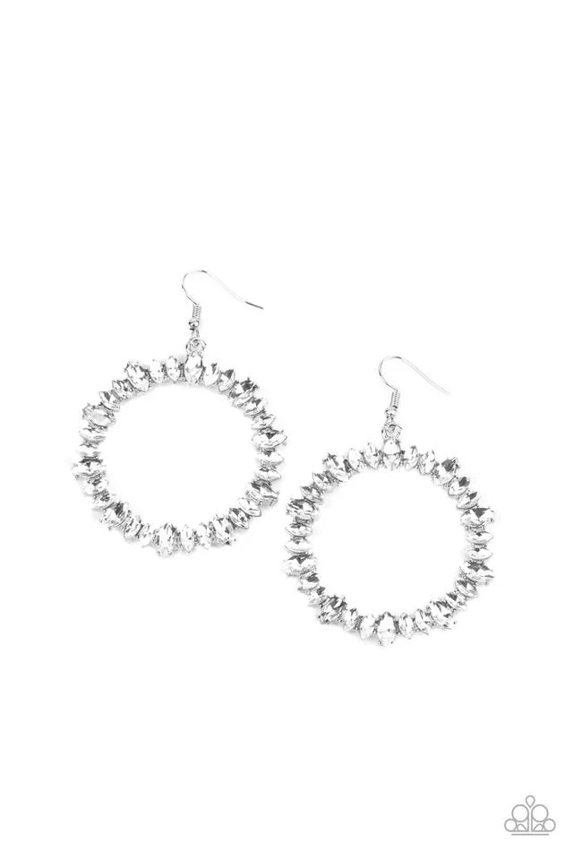 Glowing Reviews - gold, White - Paparazzi earrings
