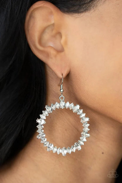 Glowing Reviews - gold, White - Paparazzi earrings