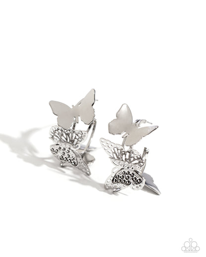 No WINGS Attached  Butterfly Jewelry, gold, Silver - earrings.