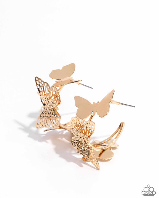 No WINGS Attached  Butterfly Jewelry, gold, Silver - earrings.