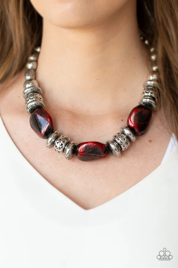 Colorfully Confident - red - Paparazzi necklace.