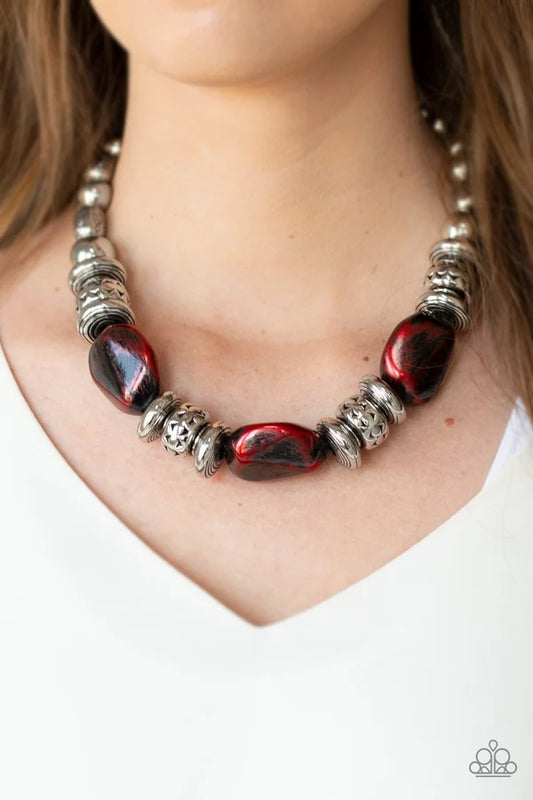 Colorfully Confident - red - Paparazzi necklace.
