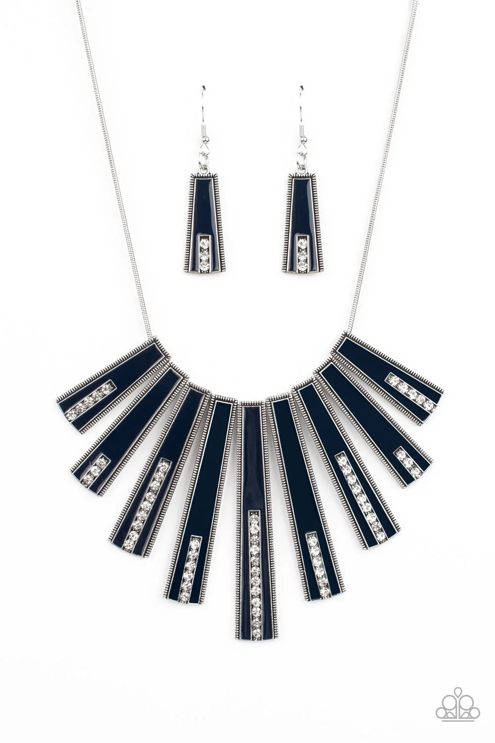 Fan-tastically Deco Jewelry, Blue, Red, Black Necklaces.
