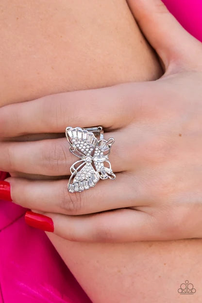 Fearless Flutter Butterfly Jewelry, White Ring.