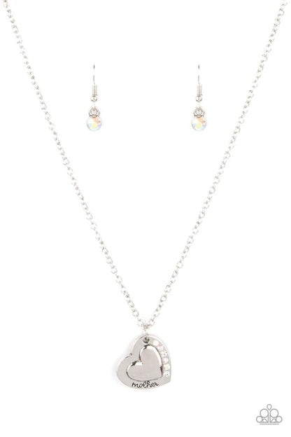 Happily Heart Warming Jewelry, white - Paparazzi necklace.