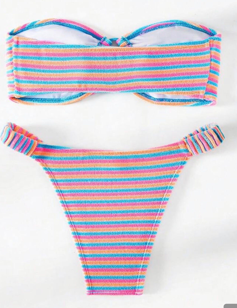 Sexy Stripes Bikini Women Sleeveless Strapless Swimsuit 2Pieces