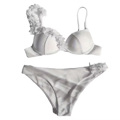 Women Swimsuit Bikini Set Two Piece Sexy Solid Floral Beachwear Summer Cheeky Bathing Suits