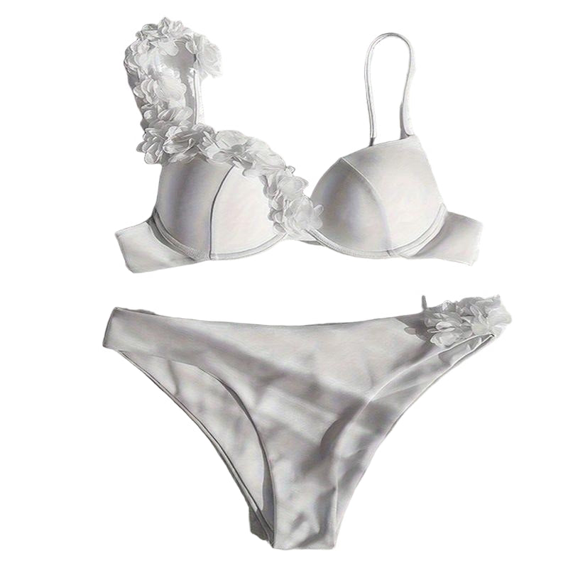 Women Swimsuit Bikini Set Two Piece Sexy Solid Floral Beachwear Summer Cheeky Bathing Suits
