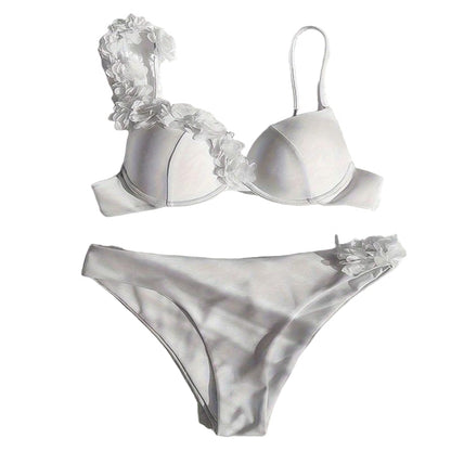 Women Swimsuit Bikini Set Two Piece Sexy Solid Floral Beachwear Summer Cheeky Bathing Suits