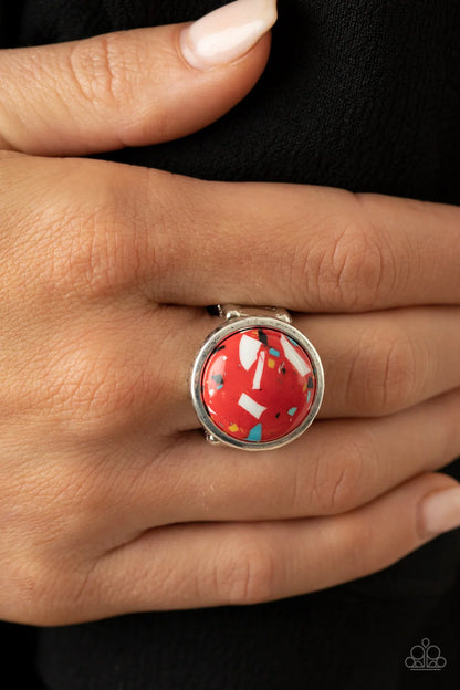 Marble Mosaic Jewelry - Red  Ring.