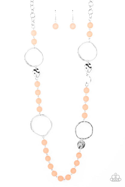 Sea Glass Wanderer- Orange , Black- Necklace
