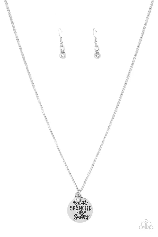 Star-Spangled Sass - white - jewelry necklace.