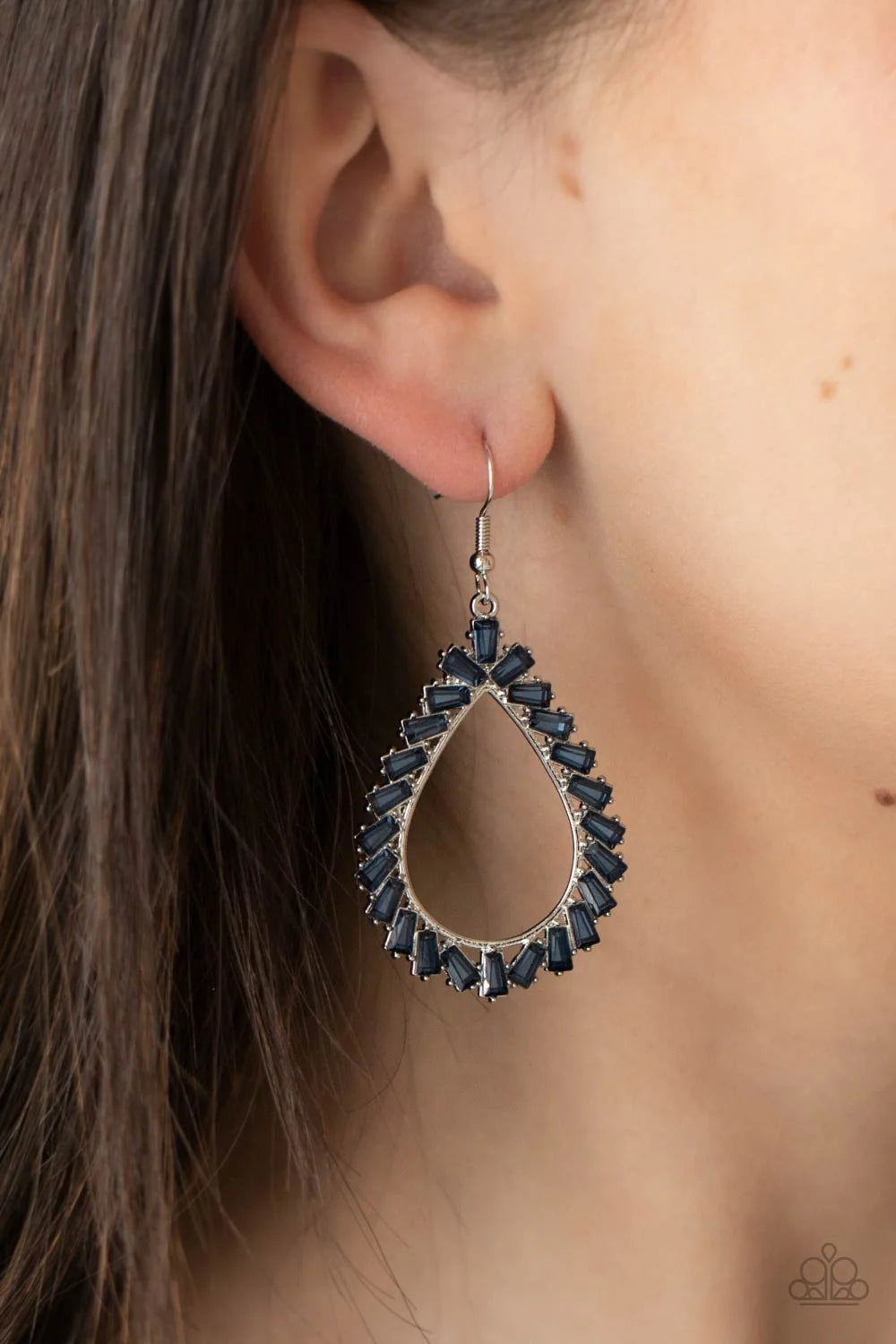 Stay Sharp Jewelry, Gold, Blue, White Earrings.