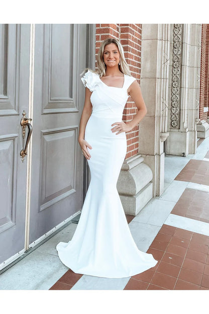 Talk of the Town White Evening Gown
