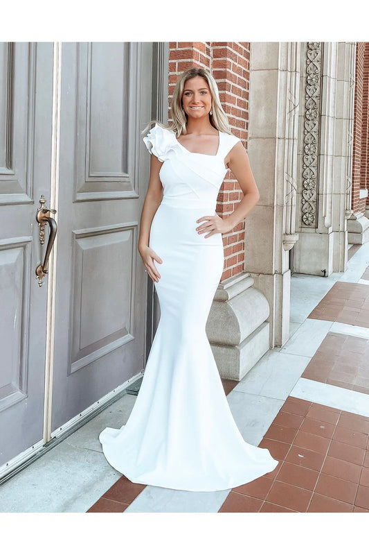 Talk of the Town White Evening Gown