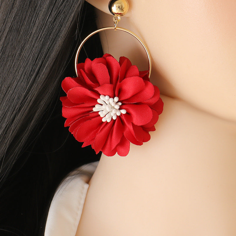 Multi-layer Chiffon Lace Flower Earring
