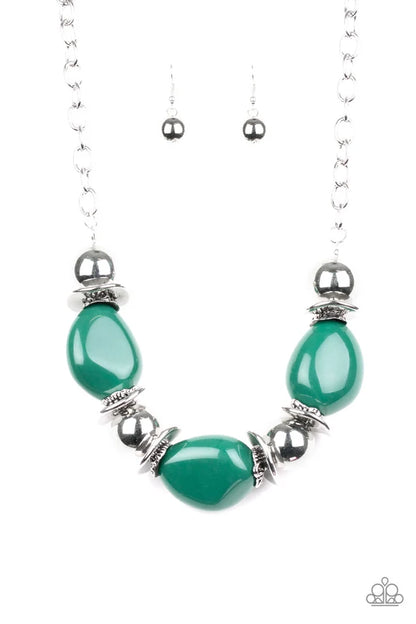 Vivid Vibes - black, Green - Paparazzi necklace.