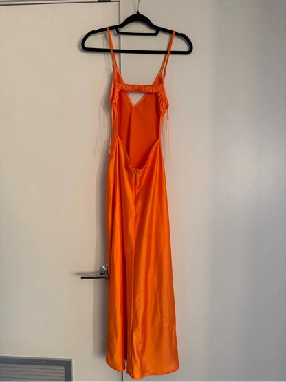 ZARA Orange Satin Maxi Slip Dress Size: XS.