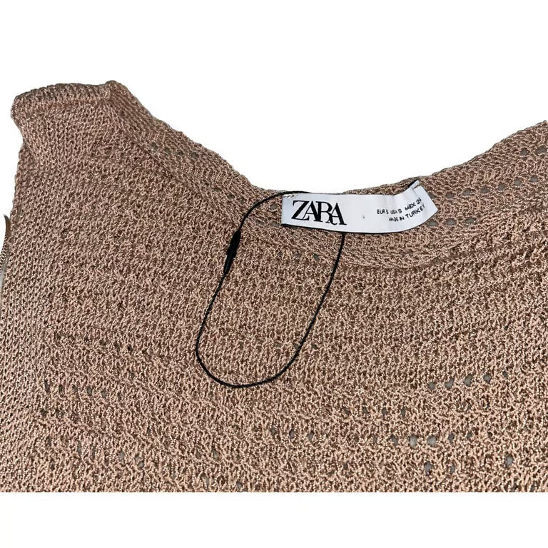 Zara, Crochet Knit Sleeveless Maxi Dress Women Size Medium.